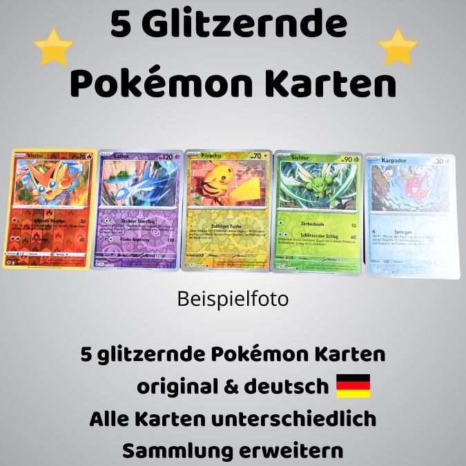 5x Glitzernde Pokémon Karten (holo)