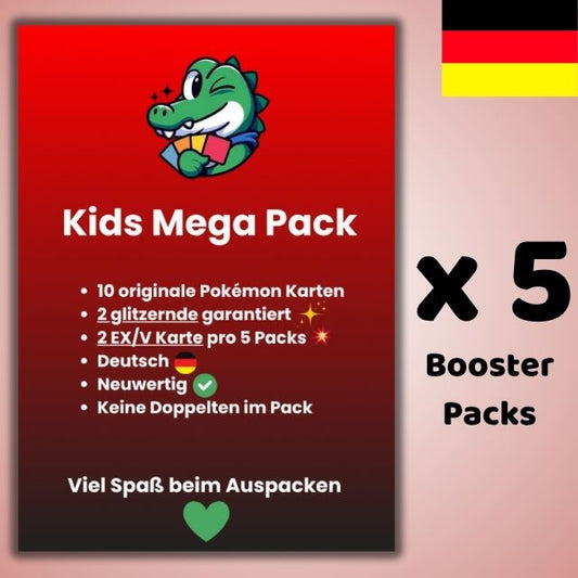 Pokemon Karten: 5x Kids Mega Packs (50 Karten)